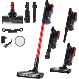 Бездротовий акумуляторний пилосос Lehmann 3-в-1 з HEPA-фільтром та LED-щіткою, 45 хв роботи, 1.8л контейнер, для тварин, килимів, авто