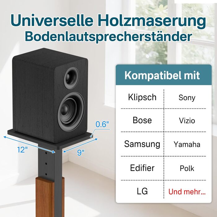 Регульовані підставки для акустики, сумісні з більшістю сателітної, студійної та поличкової акустики. Підходять для Klipsch, Edifier, Yamaha, JBL. Максимальне навантаження: 23 кг