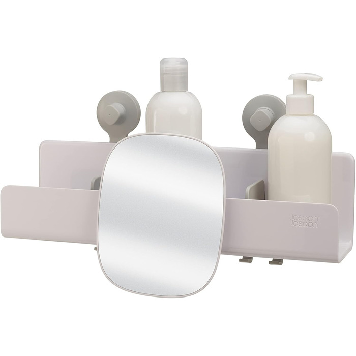 Joseph Joseph EasyStore Self-Draining Large Shower Shelf with Removable Mirror - White
