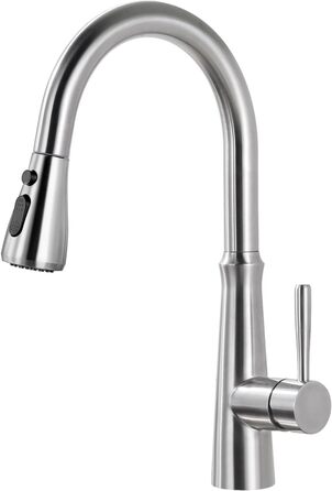 Змішувач кухонний iVIGA висувний з дозатором, водоспад, 360° поворот, 3 режими, щітене нікель