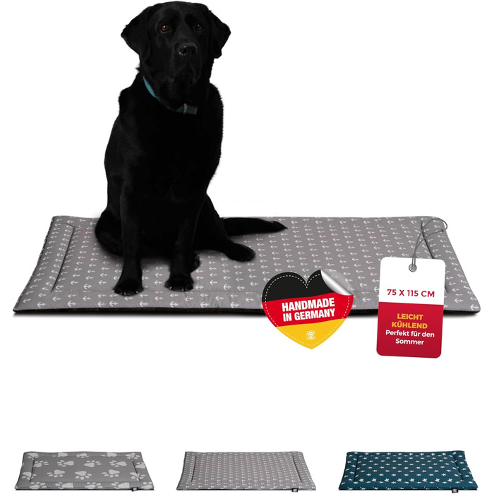 Літня подушка для собак HS-Hundebett® з бавовни з наповнювачем та антиковзким покриттям XS – М'яка подушка для собак на літо – Пральна та довговічна – Легка літня подушка для собак – Виготовлено в Німеччині (Акор, 75x115 см)