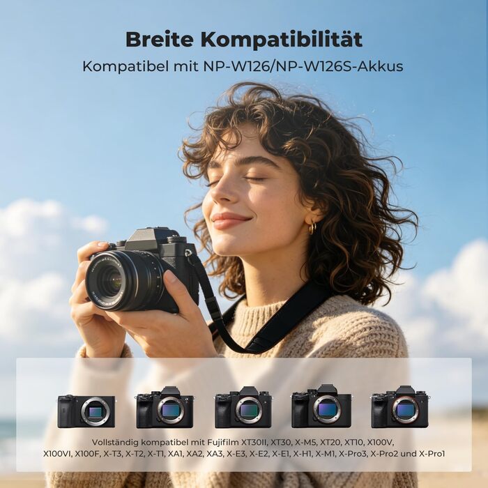 Набір акумуляторів K&F CONCEPT NP-W126 / NP-W126S для камер Fujifilm (3 шт.) з зарядним пристроєм 20W PD для XT30 III, XM5, X100VI, X100V, XS10, XT30, XT20, XE4, A5