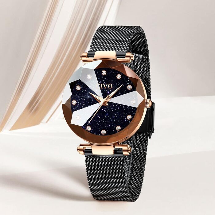 Жіночий годинник CIVO V-4 чорного кольору: водостійкий, мінімалістичний, кварцовий, елегантний, для повсякденного носіння