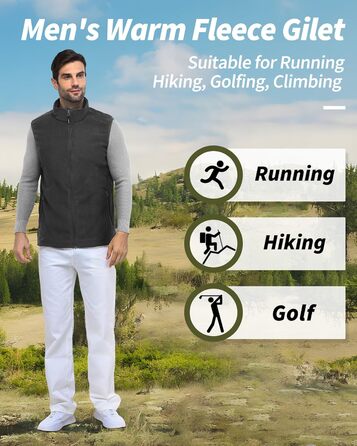 Флісова жилетка чоловіча Outdoor Ventures з довгими рукавами, тепла, вітронепроникна, з підкладкою, зимова жилетка, робоча жилетка для чоловіків з кишенями на блискавці (XL, Dim Gray)