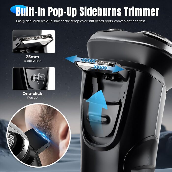 Електричний чоловічий верстат для гоління Shengxi з висувним тримером та IPX7 захистом, для сухого та вологого гоління, з функцією блокування від подорожей, подарунок для чоловіків