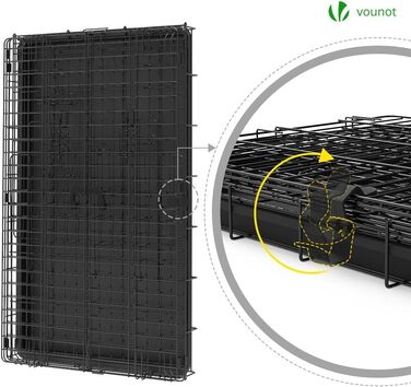 Клітка для собак VOUNOT, розкладна з кришкою, 122x75x81 см, чорна. Автомобільна переноска для собак, з подвійними дверцятами та знімною підстілкою. XXL, 92x58x64 см (без кришки)