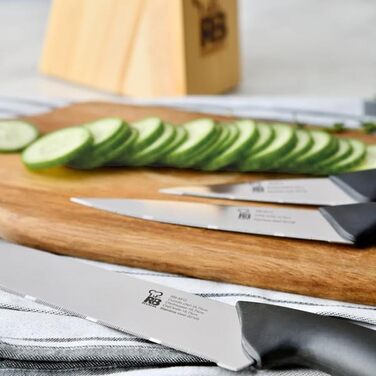 Набір кухонних ножів RENBERG Tenessy, 15 предметів з дерев'яною ручкою, нержавіюча сталь, професійний