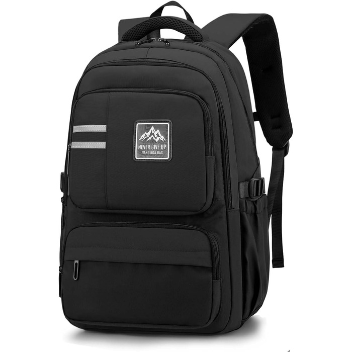 Шкільний рюкзак для підлітків, хлопчиків: чорний, водонепроникний, для школи, коледжу, роботи