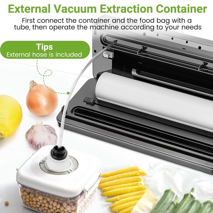 Вакуумний пакувальник 6-в-1 з мішками та рулонами, вбудований різак