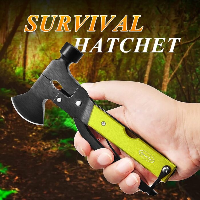 Мультитул RoverTac 14-в-1: сокира, ніж, молоток, плоскогубці, пила, відкривачка, викрутка для кемпінгу. Подарунок для чоловіків