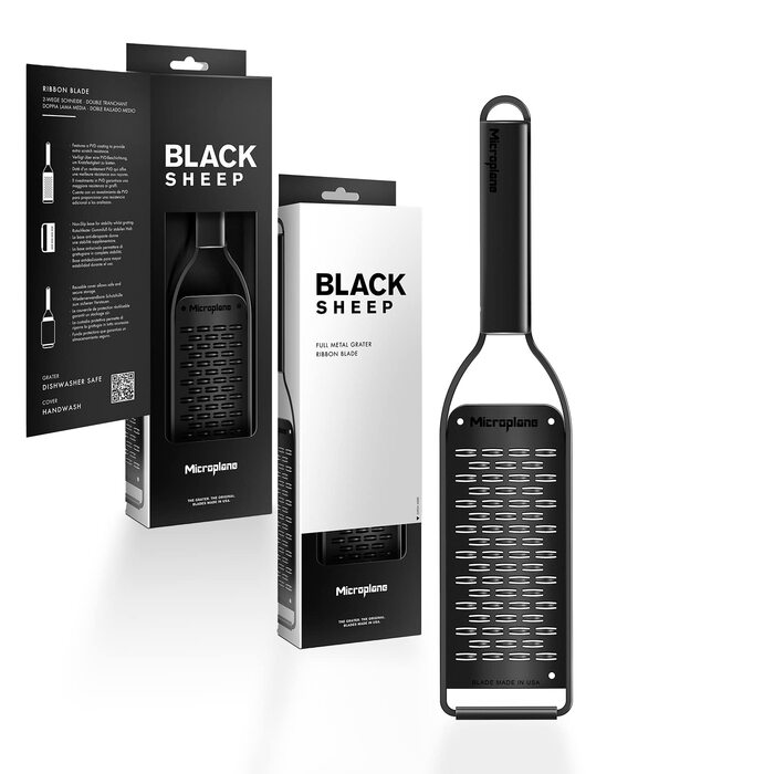 Терка кухонна Microplane Black Sheep двостороння для цитрусових, пармезану, імбиру, шоколаду та мускатного горіха (нержавіюча сталь, США)