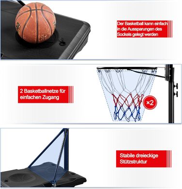 Yaheetech Adjustable Height Basketball Stand with Wheels - Portable Basketball System with Fillable Base - Indoor/Outdoor Basketball Hoop (249cm)