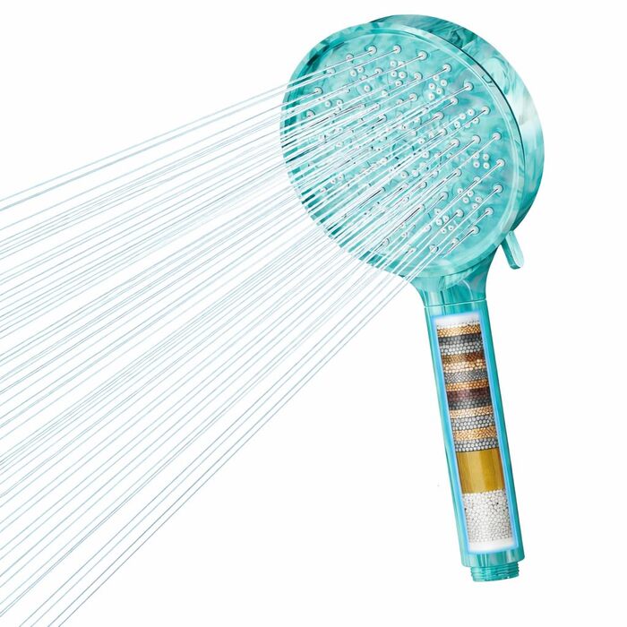 Фільтр для душу Cobbe з шлангом, душова лійка високого тиску з 6 режимами, економна водозбережна душова лійка з фільтром від вапняку, чорна (зелена)