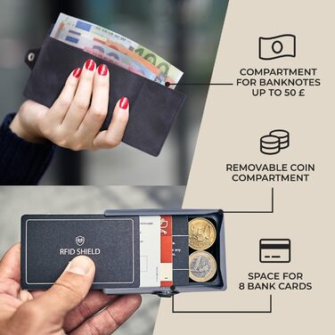 Чоловічий гаманець Slimpuro з RFID захистом, шкіряний, з відділенням для монет, на 12 карт, блакитний