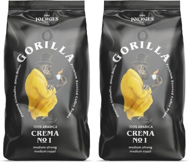 Кава в зернах Espresso Gorilla Crema No.1, темне обсмаження (dark roast), 1 кг (набір 2 шт)