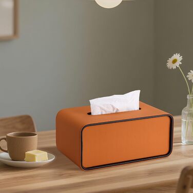 Скріпка для серветок GORESE, шкіряна, прямокутна, помаранчевого кольору (25.5 x 15 x 10.3 см)