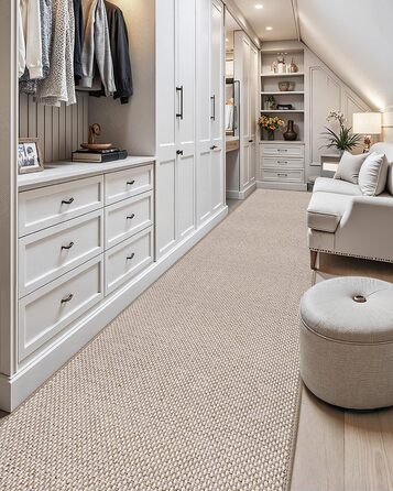 Килимок для дому COLOR&GEOMETRY, 91 x 243 см, довгий килимовий доріжка, антиковзаюча, швидковисихаюча, для кухні, спальні, коридору (Бежевий)