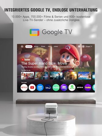 Портативний проєктор Mini Beamer: 1080P Full HD, 600ANSI, WiFi6, Bluetooth, 4K, Zoom 50%, 360° обертання, для домашнього кінотеатру, сумісний з телефоном