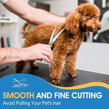 Професійна ножиця для грумінгу собак JASON Profi Fellschere - 40 зубців, з японської сталі 440C, 7 дюймів, ергономічна ручка, рожеве золото