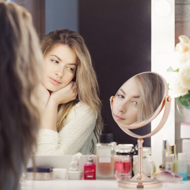 Relaxdays Makeup Mirror with Magnification, Copper Finish