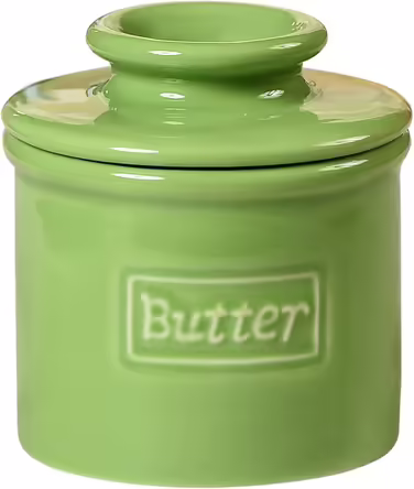 Butter Bell BB-CCLGS The Original Crock by L. Tremain, Cafe Retro Collection – Lime Green, Ceramic, Light Green