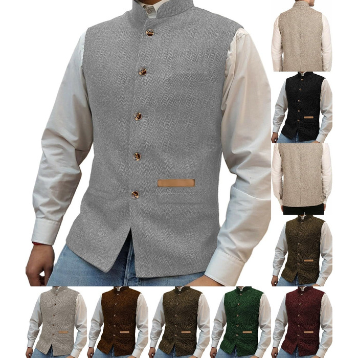 Жилет чоловічий Jagd Stand-Up Kragen з твіду, ретро візерунок 