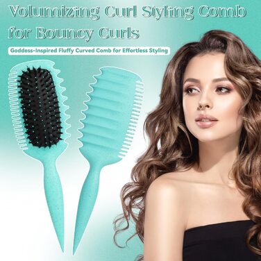 Щітка для локонів Lockenbürste: антистатична стилінг-щітка з вентиляційним дизайном для мокрого та сухого волосся, ідеальна для кучерявого волосся та створення об'єму (зелена)