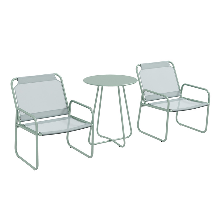Набір вуличних меблів Outsunny 3tlg Bistro Set для балкона з 1 столом та 2 стільцями, садовий комплект з сітки зеленого кольору для саду та тераси