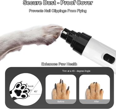 Набір для підстригання кігтів собак та котів, тихий електричний точило, 50 дБ, 2 швидкості, 3 отвори для точіння, для собак та котів різних розмірів