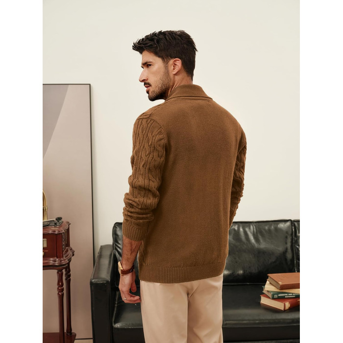 Кардиган чоловічий PJ PAUL JONES з коміром-шарфом, грубий в'язання, на ґудзиках (XL, Червоне верблюже)