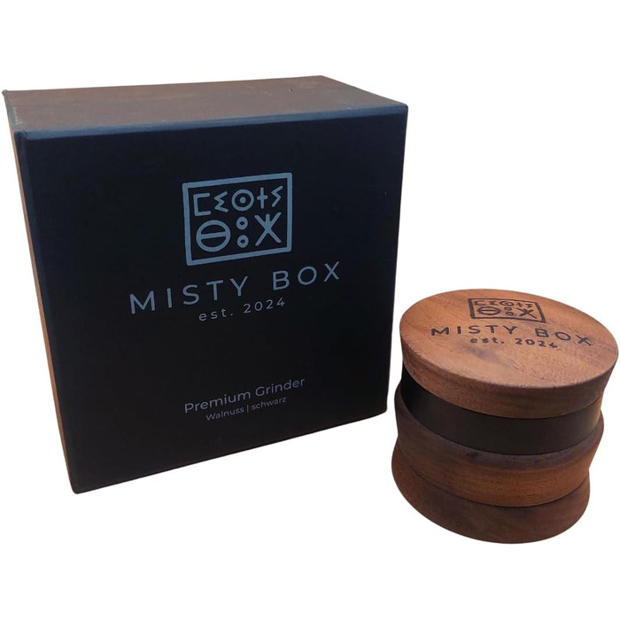 Misty Box – Преміум гріндер-крашер з дерева, 4-частинний, 67 мм, довговічний дерев'яний подрібнювач, ідеальний для подарунка