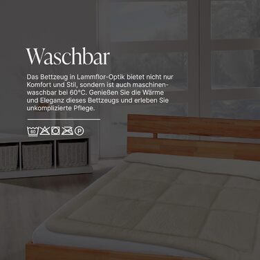 Bestlivings Duvet Cover Set - 135x200cm + 40x80cm Pillow - Lamb's Wool Look - Sherpa Fleece and Microfiber Side - Quilted Duvet (1400g Polyester Filling) - Öko Tex Sherpa - 135x200 cm + 40x80 cm