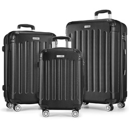 Набір валіз Merish 3шт. з жорстким корпусом, коліщата-двоєколіща, 9 кольорів (включно з чорним)