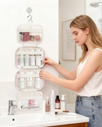 Narwey Косметичка для дівчаток з сіткою, велика, зелено-сіра, з смугами, модель Y