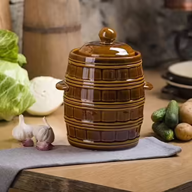 R.G. Sauerkraut Pot Ceramic Crock, Pickling Pot, Cucumber Pot, Clay Pot, Stoneware Pot, Fermentation Pot, Ceramic Pot, Stoneware (3.5 Liters) Traditional Fermentation Pot 3.5L (Width: 22cm, Height: 19cm)