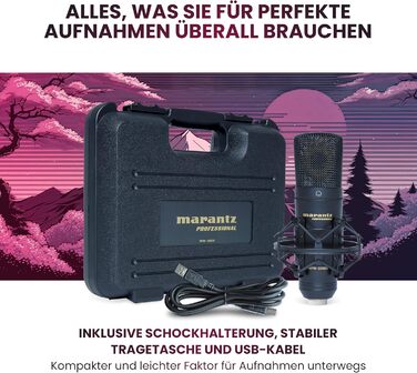 Мarantz Professional MPM-1000U: USB конденсаторний мікрофон з великою мембраною та нирковим характером для подкастів, студії та геймінгу. Комплектується кабелем USB та кріпленням для мікрофона.