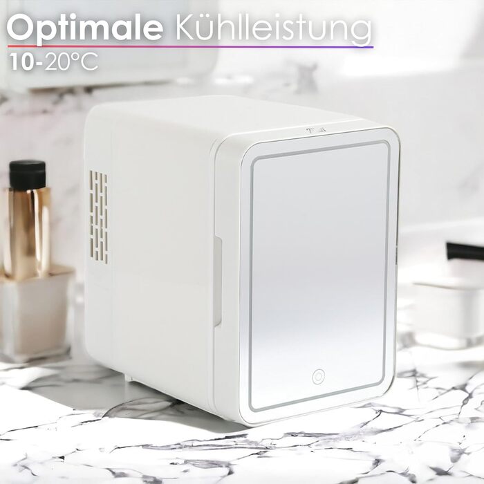 Міні-холодильник з LED-дзеркалом 4L для косметики та макіяжу. Красочний холодильник, міні-холодильник, мінібар з 3 рівнями LED-підсвічування