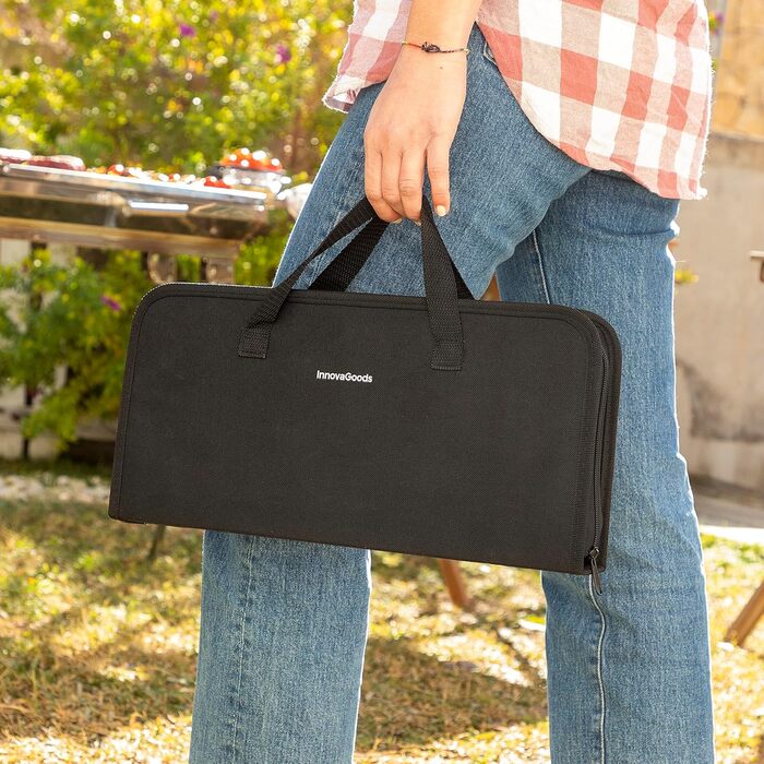 Набір грилю InnovaGoods 12 шт. з нержавіючої сталі, аксесуари для гриля, чорний, сталь