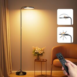 Стельова лампа SIBRILLE 36W з регулюванням яскравості, LED, для вітальні, спальні, офісу, чорна