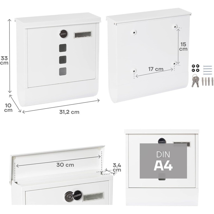 Поштовий ящик ARREGUI Chance E7005 сталевий з газетницею, сірий антрацит (DIN A4) | Настінний поштовий ящик з вікном та табличкою для імені