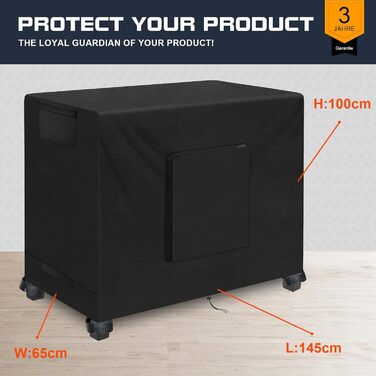 Чохол для гриля і столу 600D Oxford, водонепроникний, UV-захист, 145x65x100 см, чорний