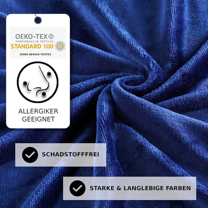 Kuscheli® - warm fitted sheets 180x200cm - 200x200cm Dark Blue, Blue, cozy winter cashmere-feel plush bed sheets - jersey fleece flannel fitted sheet