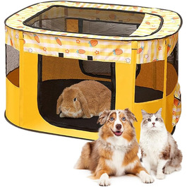 Клітка-забіг для цуценят та собак, переносний вольєр для тварин, 70x55x40 см (Жовтий)