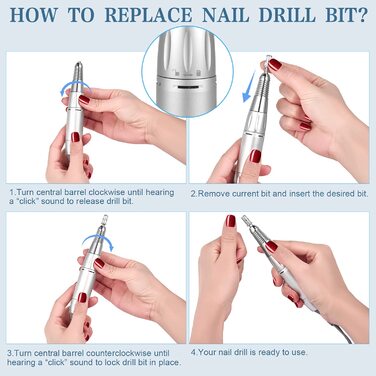 Електрична нігтьова фрезер ENGERWALL для гель-лаку, 35000 об/хв з LCD екраном та сенсорними кнопками. Професійний набір для манікюру та педикюру, догляд за нігтями, дизайн нігтів. Професійний, з підключенням.