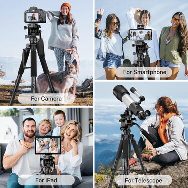 Штатив-трипод JOILCAN 190см для DSLR камер, смартфонів та планшетів, легкий алюмінієвий фотоштатив з сумкою для перенесення, вантажопідйомність 5.4 кг