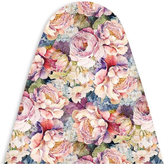 Набір для прасування Encasa XO з квітковим принтом Wildblumen, середній розмір 44'x13', товста фетрова підкладка 4 мм, еластична стрічка з фіксатором, силіконовий підставка для праски, сітчаста тканина, стійка до високих температур, придатна для прання