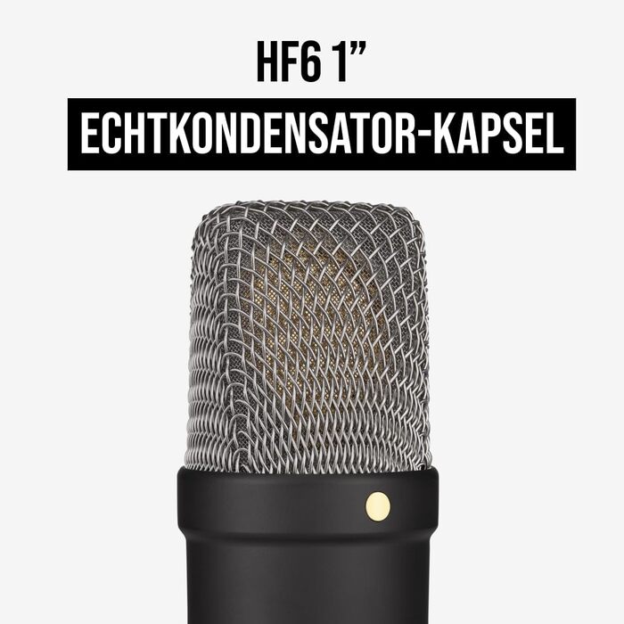 Мікрофон RØDE NT1 Signature Series: конденсаторний, з поп-фільтром, XLR-кабель для запису вокалу, музики, стрімінгу та подкастингу, чорний