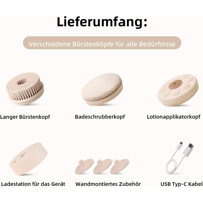 Електрична щітка для спини Gentle Exfoliating, з довгим ручним, для глибокого очищення, для жінок, чоловіків, літніх людей, рожевого кольору