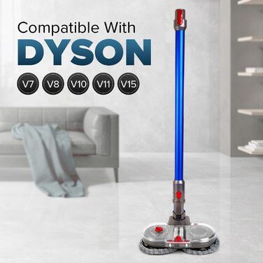 Насадка для миття підлоги сумісна з Dyson V7/V8/V10/V11/V15, знімний бак для води та 6 змінних мікрофібрових серветок для твердих підлог