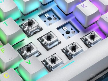 Механічна ігрова клавіатура Geeky GK61: 61 клавіша, Hot-Swappable, RGB LED, ANSI US Layout, Speed Silver, Hot-Swap Black Switch